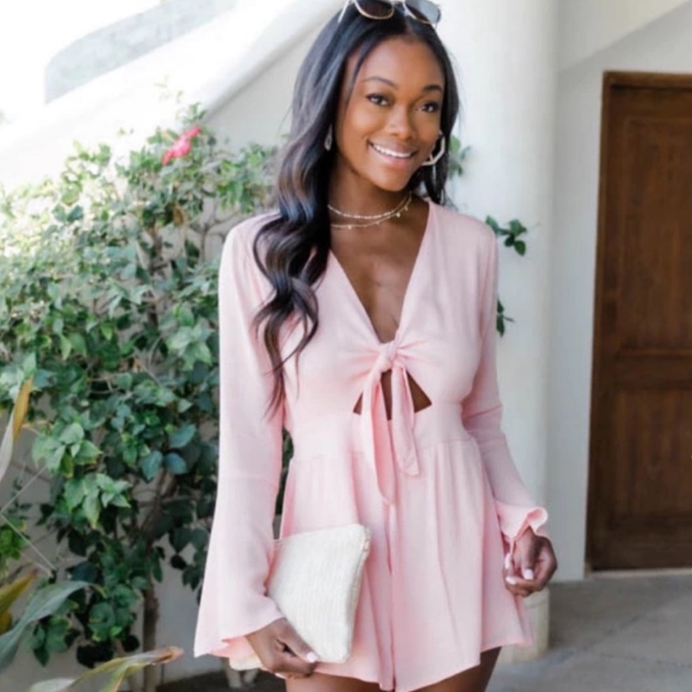 Pink Lily | Tie Front Romper